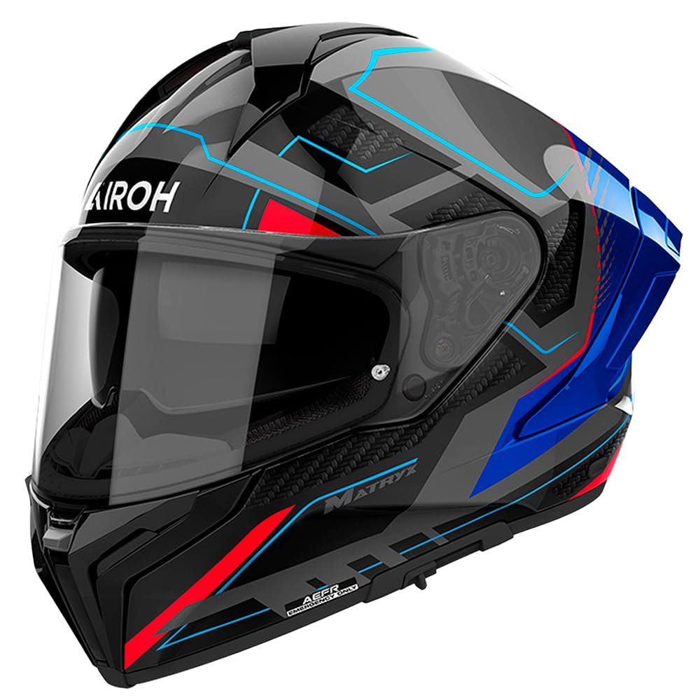 Casco integral Airoh Matryx Rocket azul y rojo – seguridad y estilo