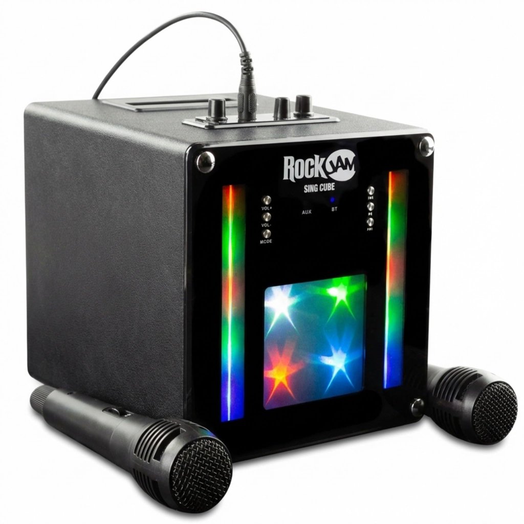 Karaoke Bluetooth RockJam Singcube con 2 micrófonos – ¡Diversión total!