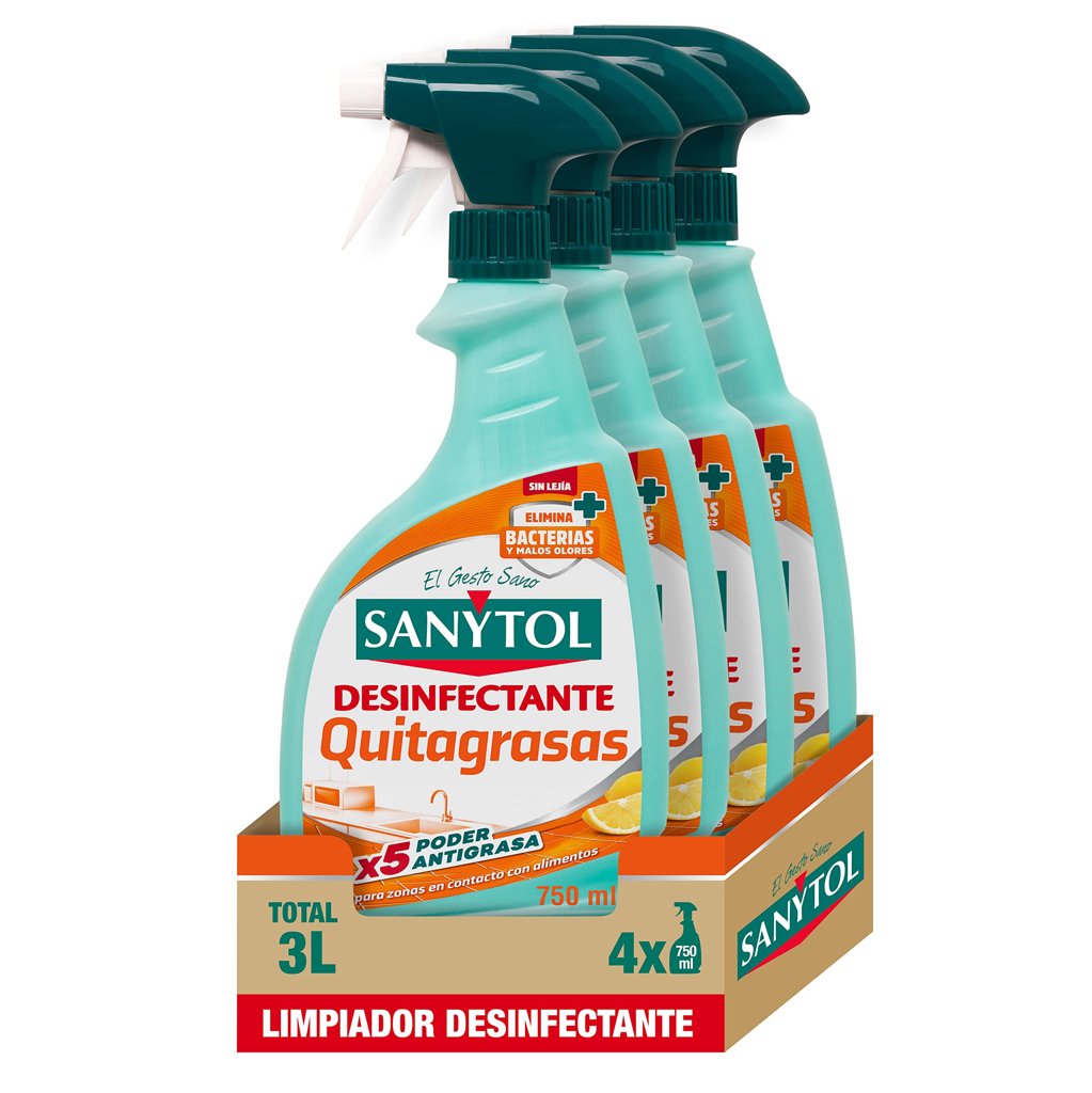 Sanytol Quitagrasas: 4 botellas de 750 ml con poder antigrasa
