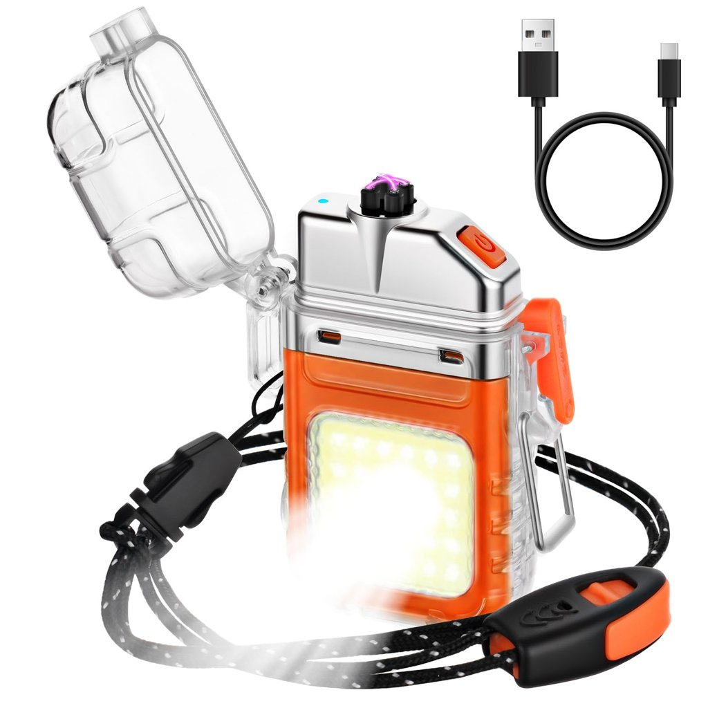 Mechero doble arco con linterna, ideal para aventuras al aire libre