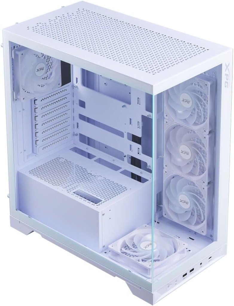 Caja Midi Tower blanca con ventiladores ARGB