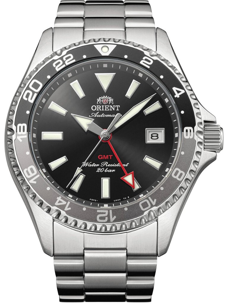 Orient Mako Kamasu GMT automático con cristal zafiro y resistencia 20 ATM