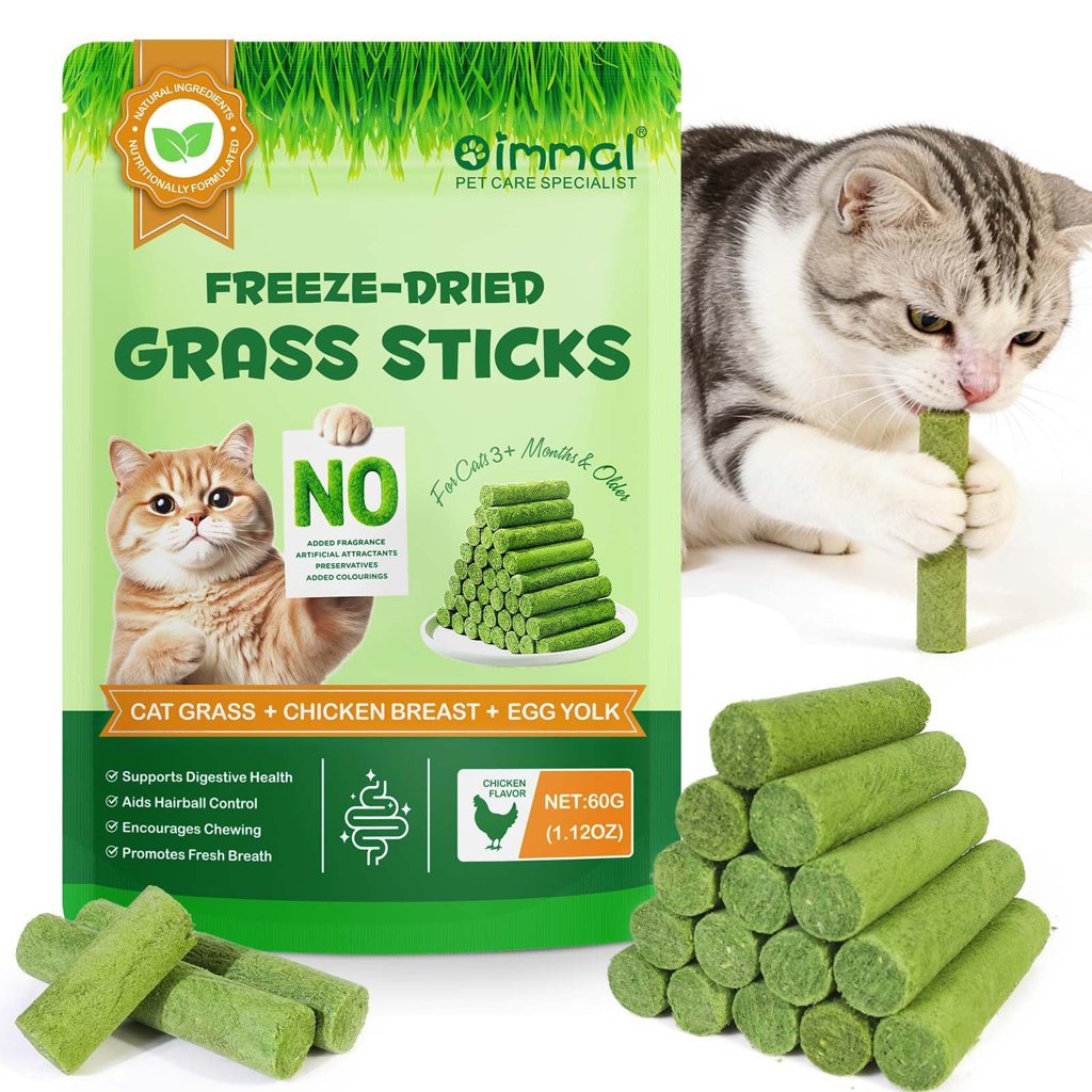 Snacks de hierba liofilizada para gatos: cuida su dentadura y diversión