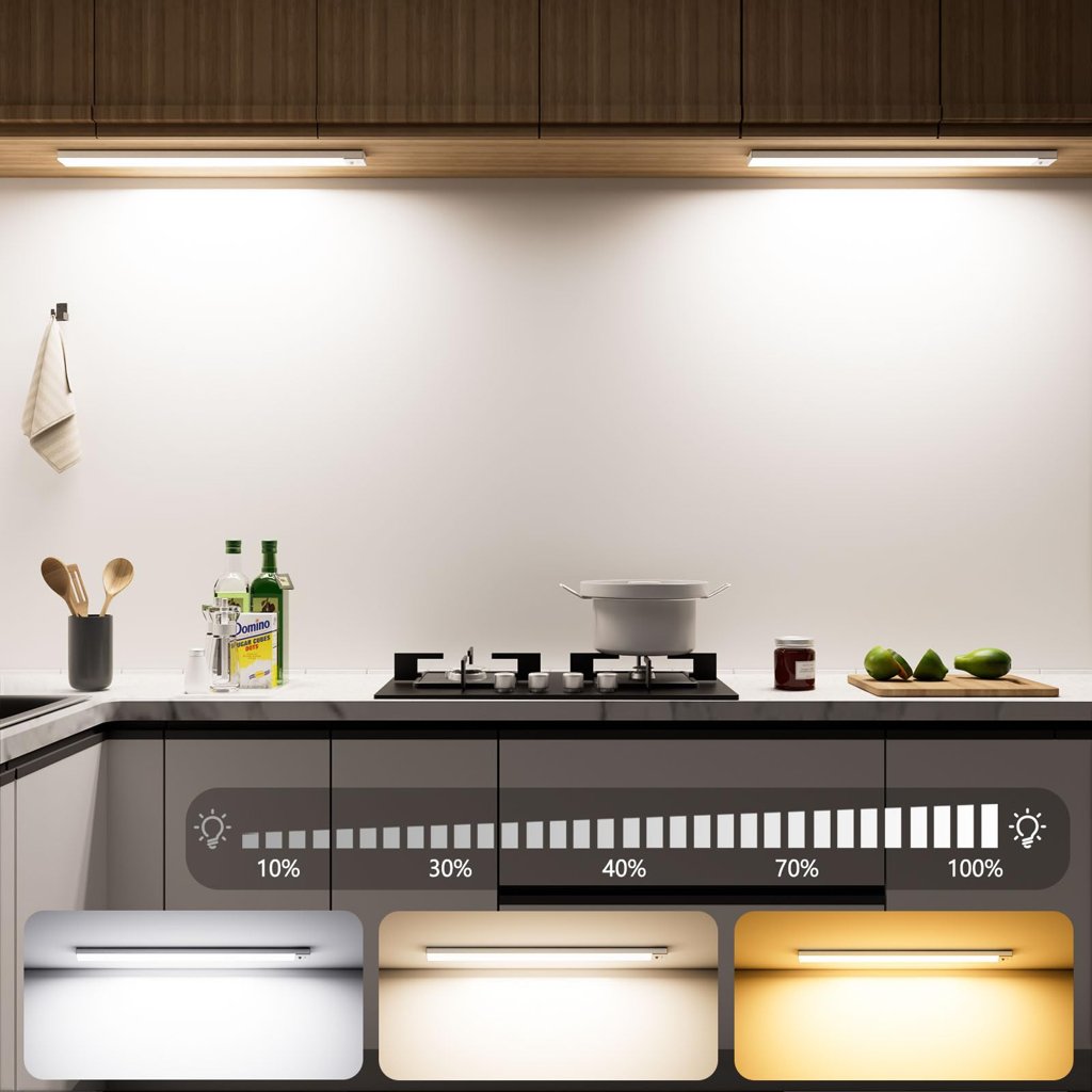 Luz LED adhesiva para armario con sensor y 3 modos de color