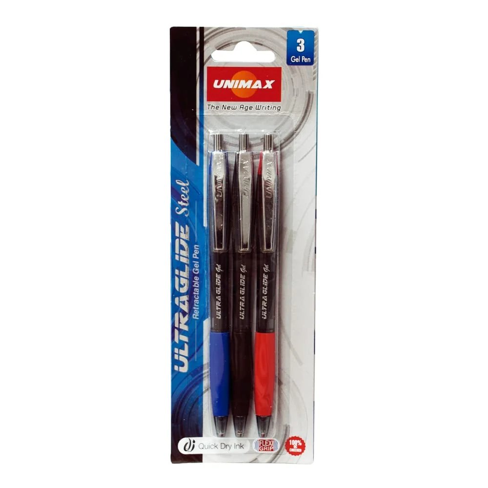 Pack de 24 bolígrafos gel Unimax Ultra Glide – 3 colores