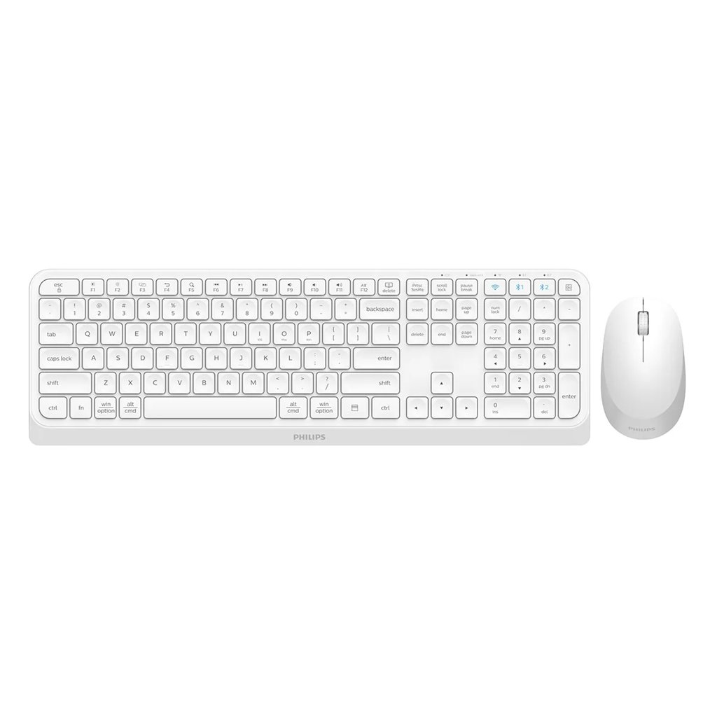 Combo Philips inalámbrico 2 en 1: teclado y ratón blancos