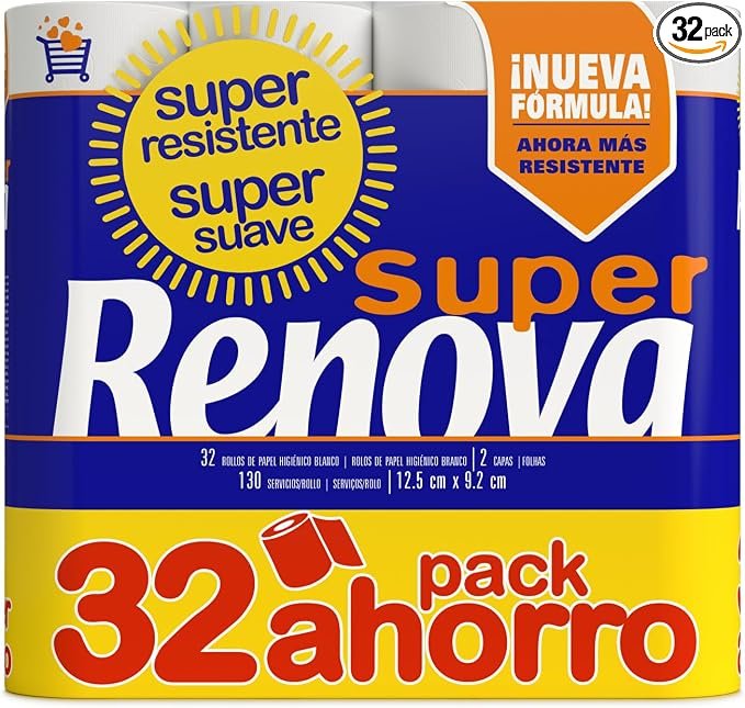 Papel higiénico RENOVA Super Blanco, 32 rollos y suscripción