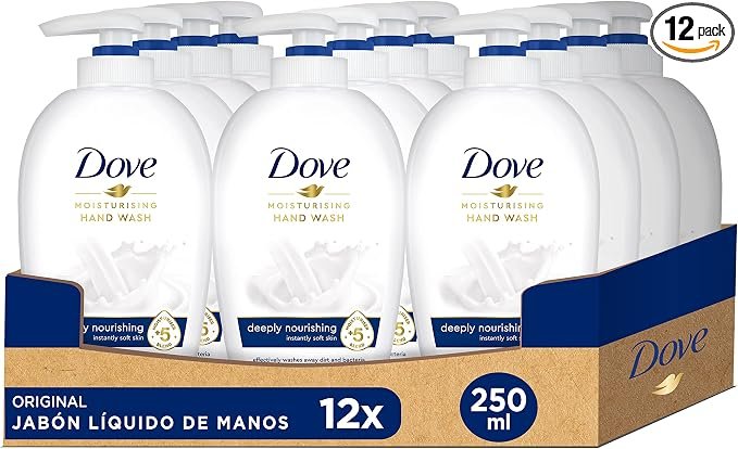 Dove Jabón Líquido Hidratante – Pack 12 botellas de 250 ml