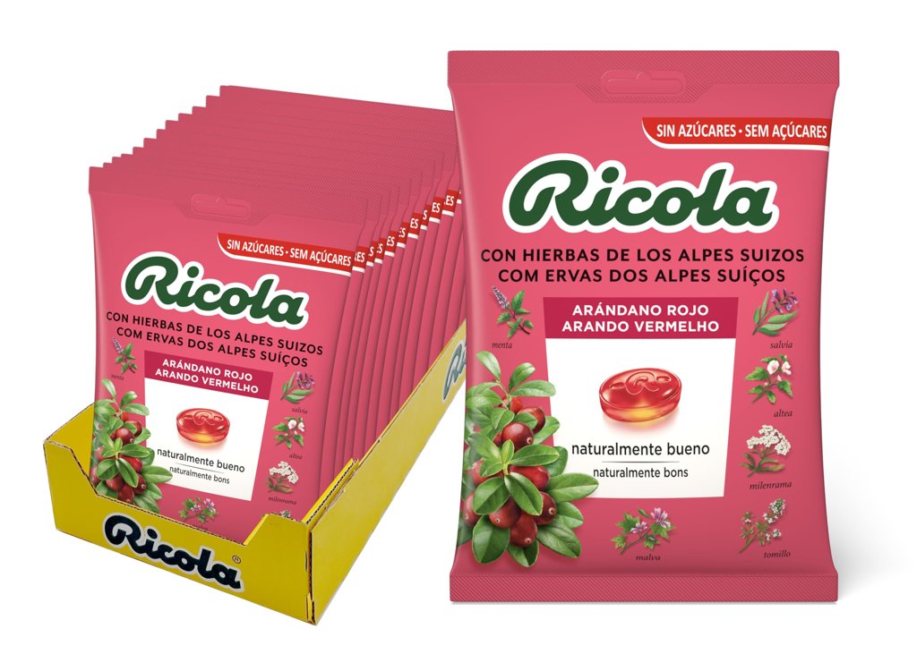 Ricola Caramelos Arándano Rojo 12 uds – Alivio refrescante y sabor frutal