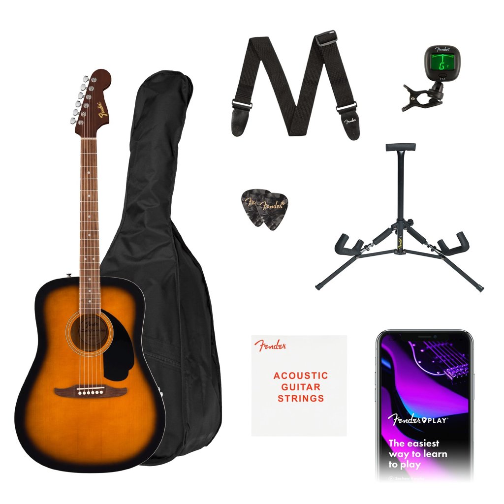 Kit completo guitarra Fender con funda, soporte y más