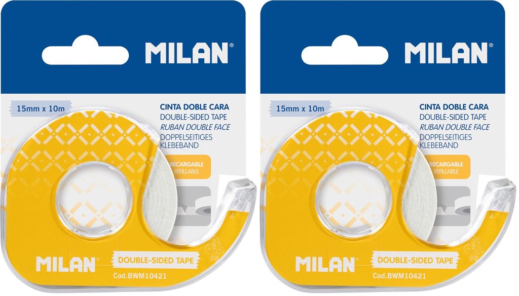 Cintas adhesivas doble cara 15 mm x 10 m – Pack 2, ideal para bricolaje