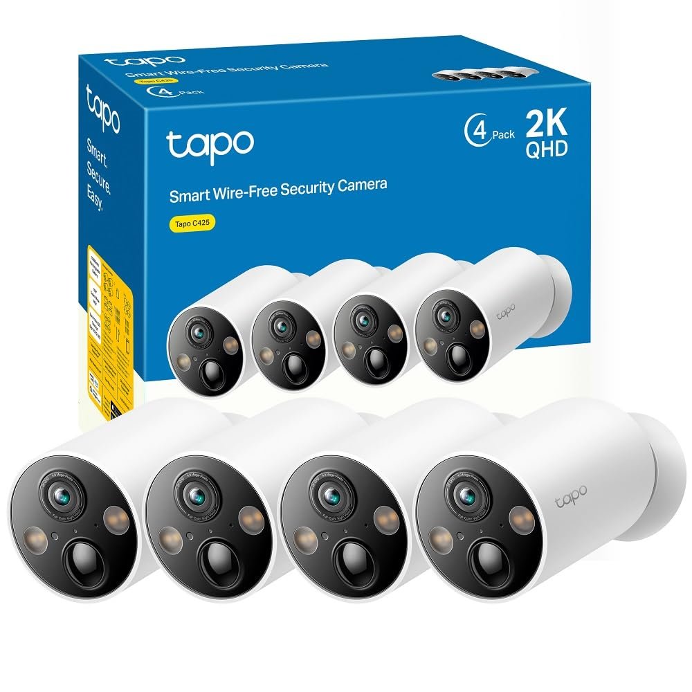 Cámara Tapo C425 4‑pack con panel solar y batería de 300 días