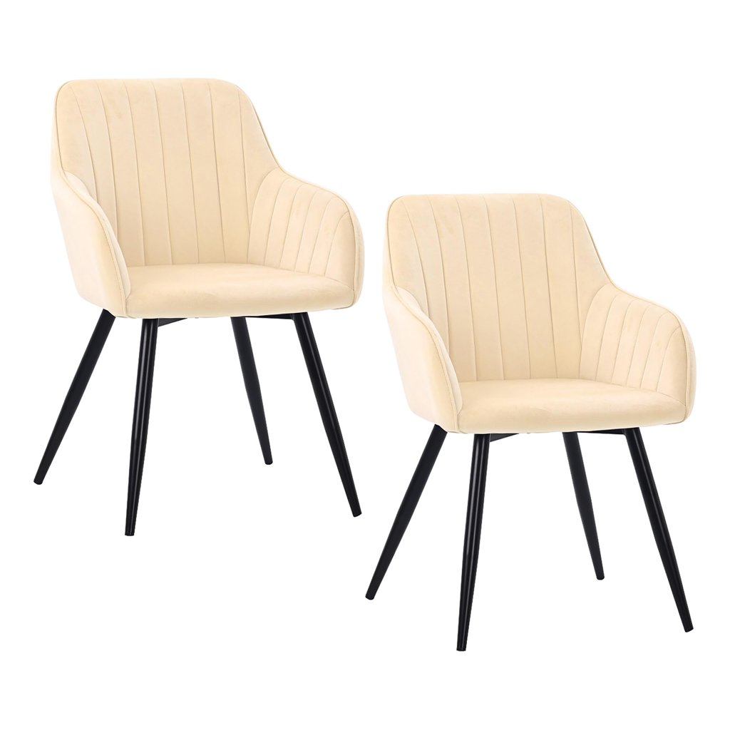 Set de 2 sillas de comedor de terciopelo con patas metálicas
