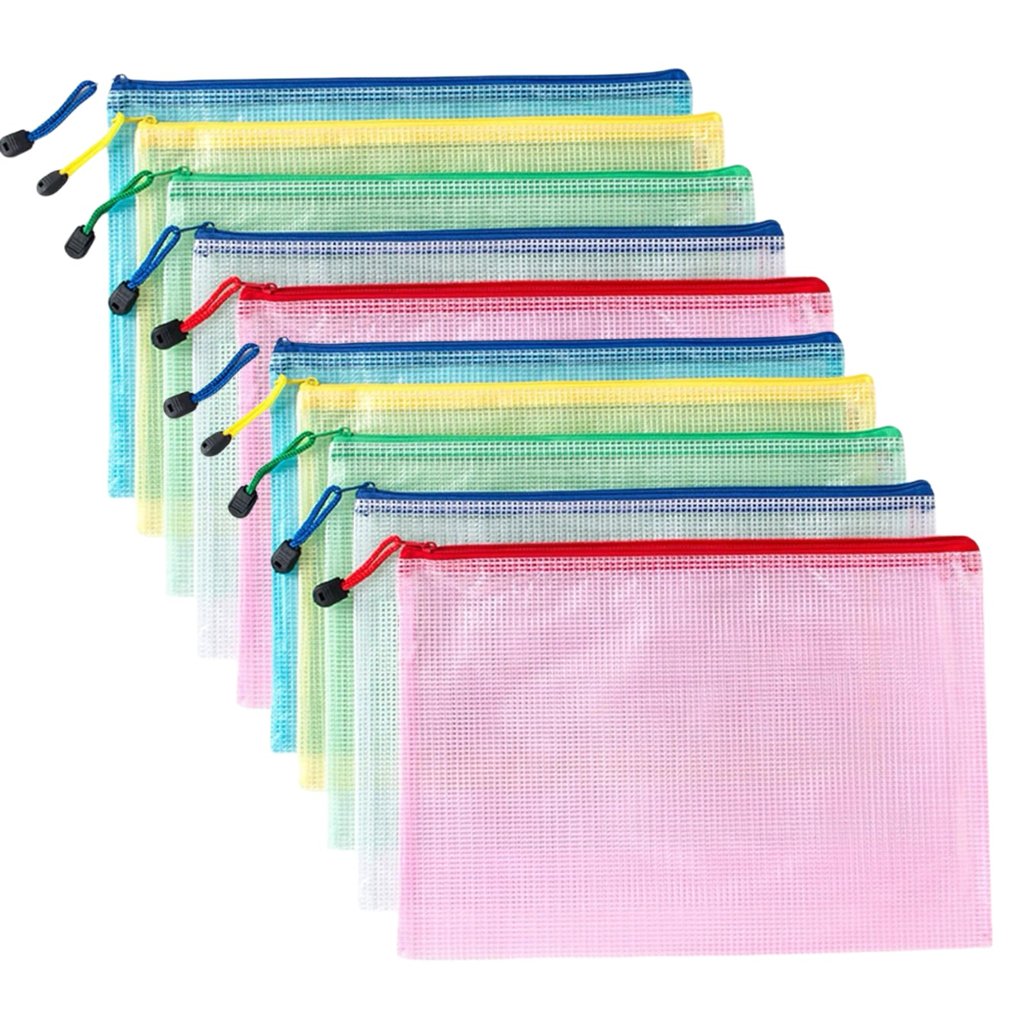 Pack de 10 fundas A5 transparentes con cremallera – protege tus documentos