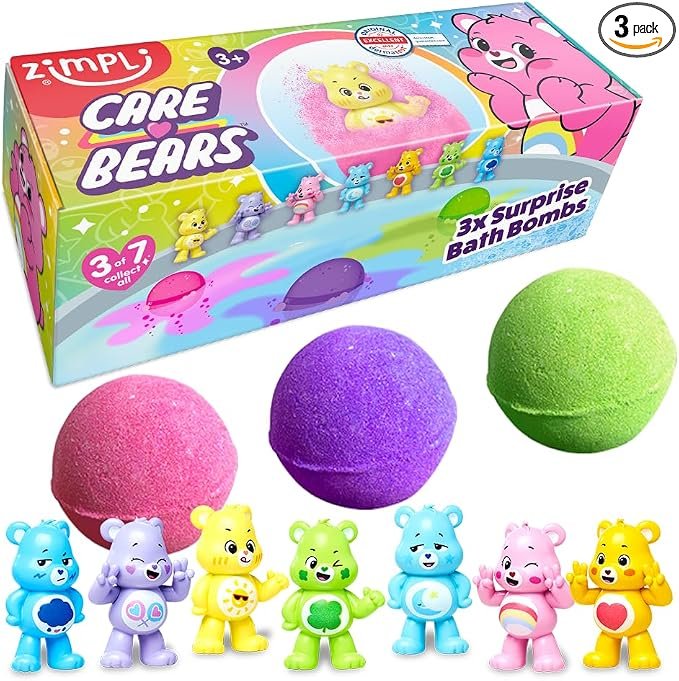 3 bombas grandes de 100 g, 100 g, 1 de 7 juguetes de oso de cuidado para coleccionar, uno para cada bomba de b