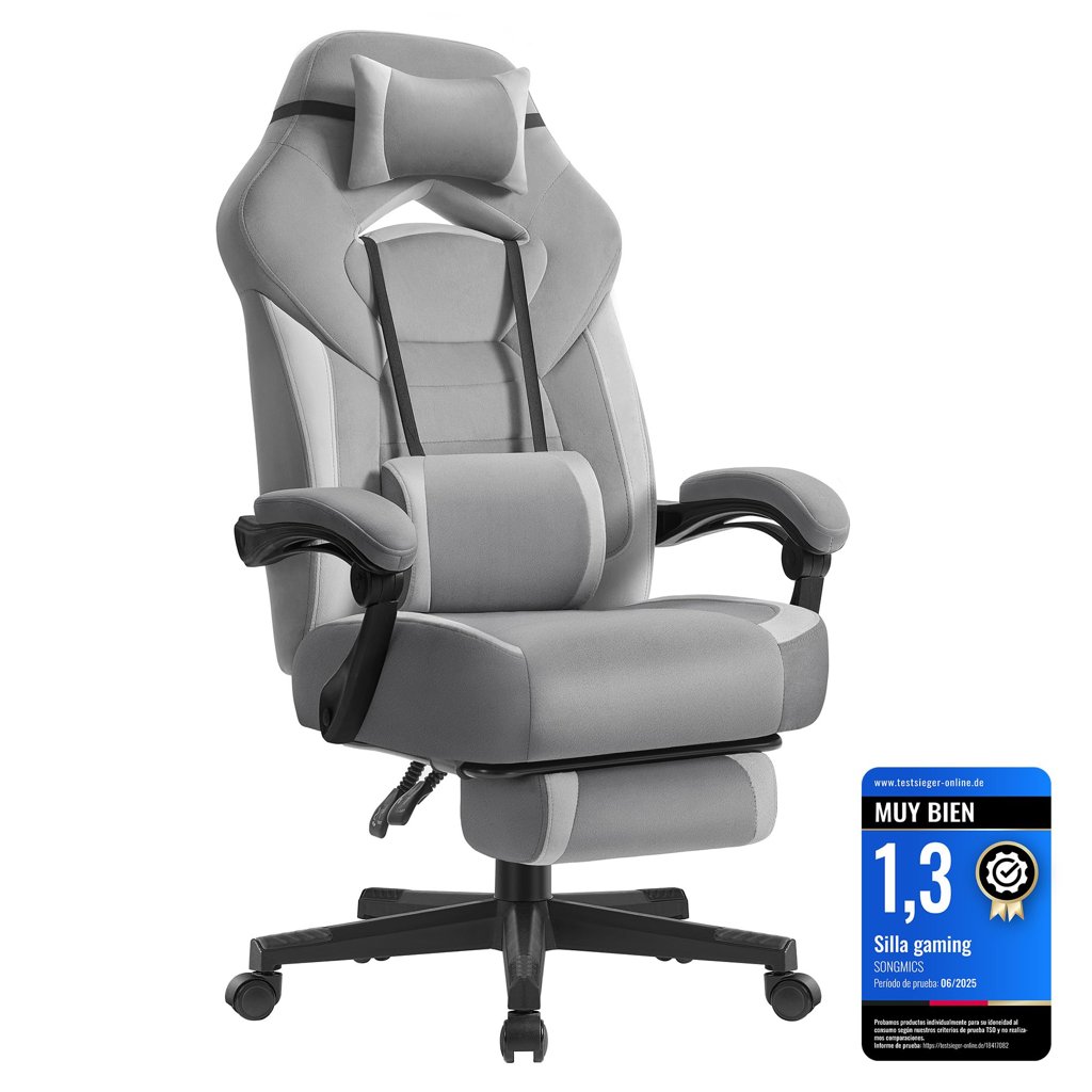 Silla gaming ergonómica con soporte lumbar y capacidad de 150 kg