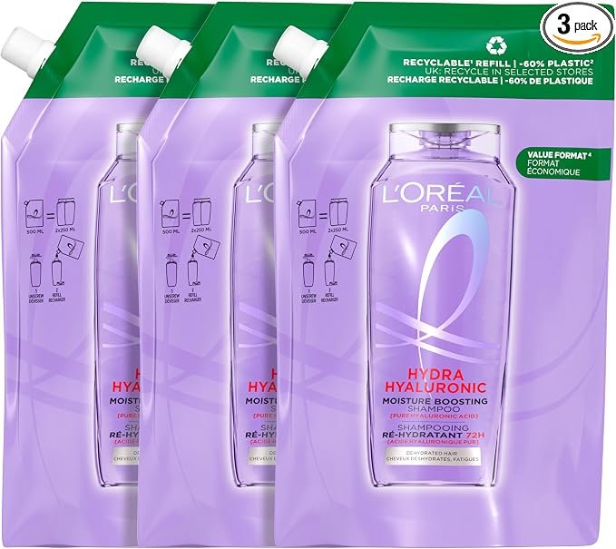 Pack 3 champús L'Oréal Elvive Hidra Hialurónico – hidratación profunda