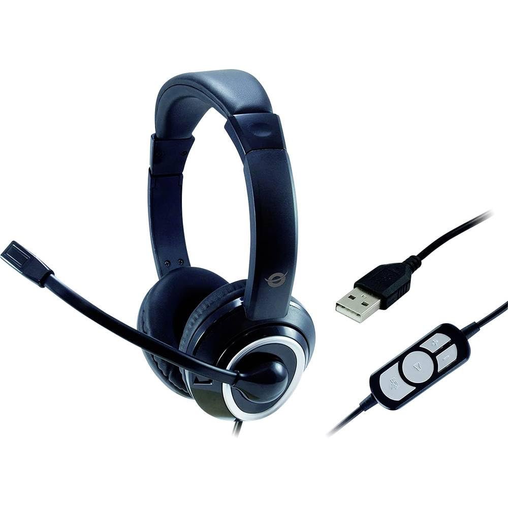 Auriculares USB Conceptronic con micrófono – sonido nítido y cómodo
