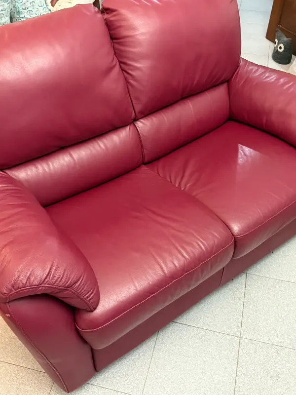 Sofá piel dos plazas burdeos