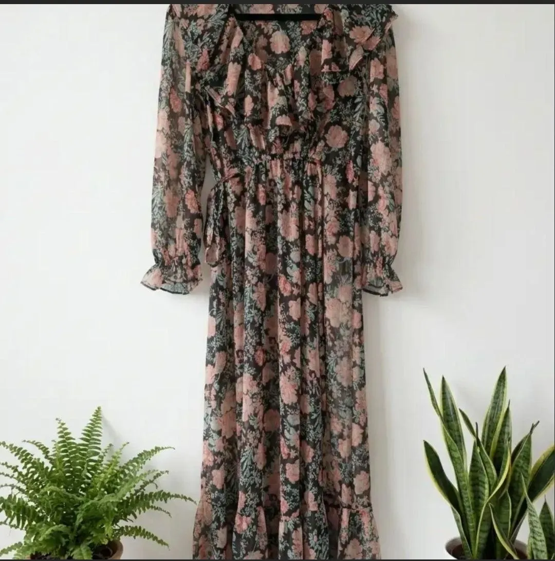 🍊 Vestido Mango Color oscuro y Teja - Nuevo con Etiquetas -Vintage-- Talla XXS
