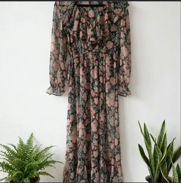🍊 Vestido Mango Color oscuro y Teja - Nuevo con Etiquetas -Vintage-- Talla XXS