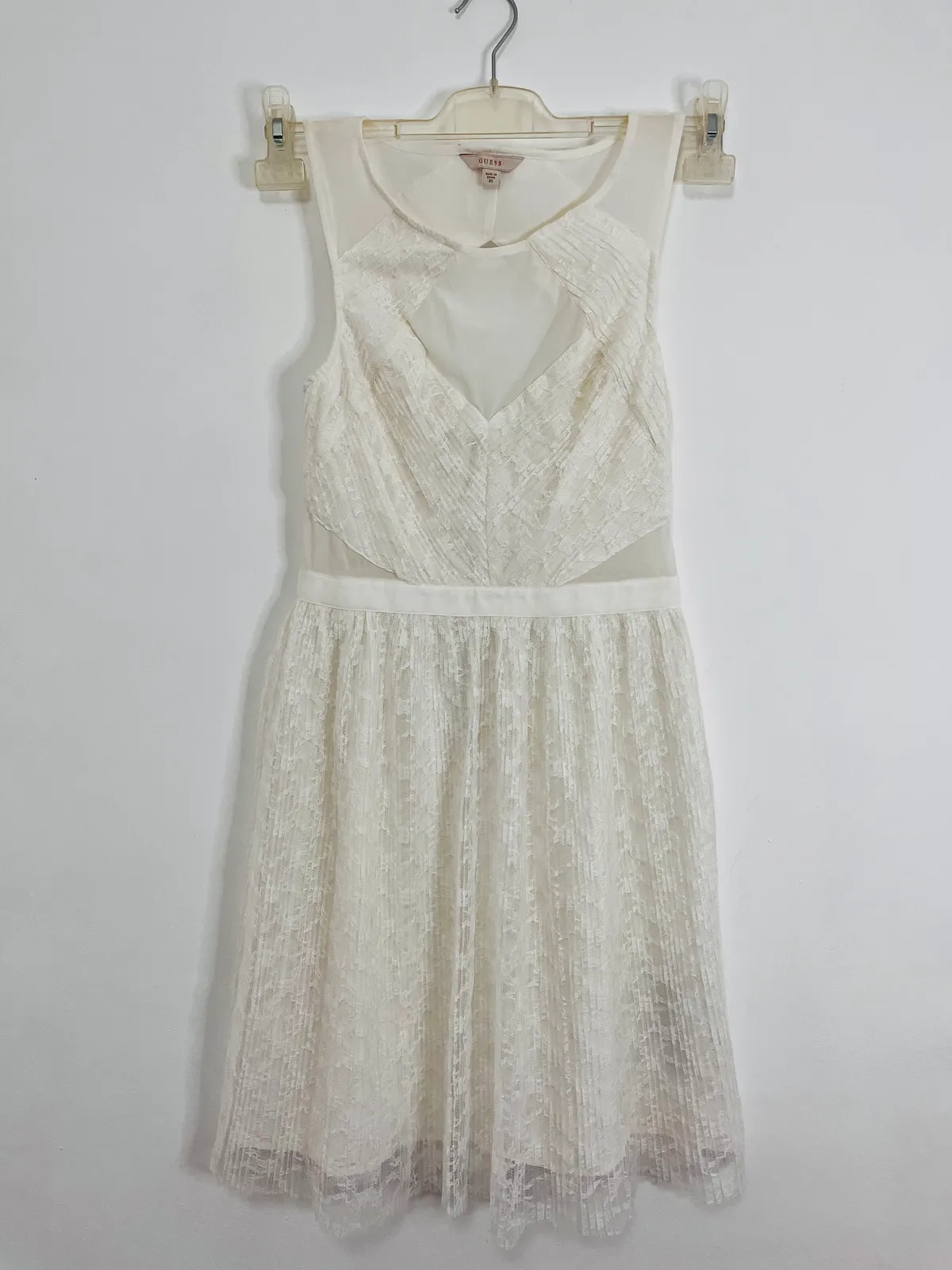Vestido de Encaje y Tul Guess - Blanco/Marfil - Talla 34 (XS) - Cóctel/Fiesta