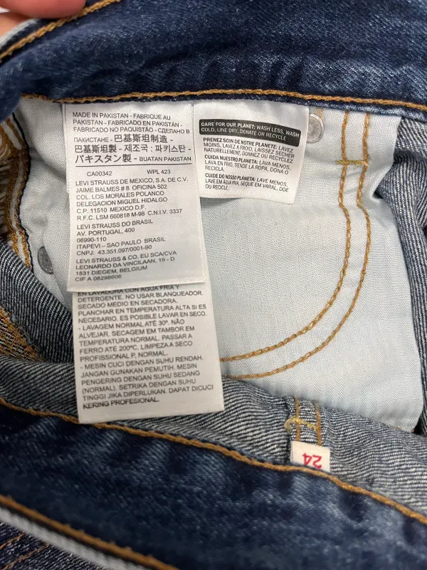 Shorts Vaqueros Levi’s - Talla W24 (Talla 34/XS) - Azul Oscuro Deshilachado