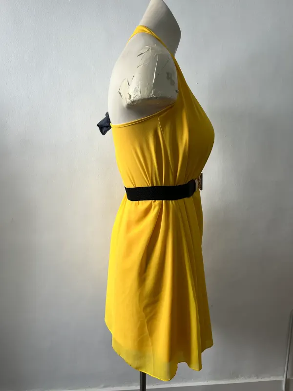 Vestido Amarillo Gasa Manolita Faldotas (Nuevo con Etiquetas) - Talla 40