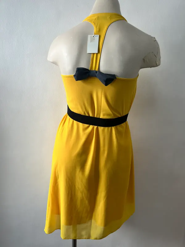 Vestido Amarillo Gasa Manolita Faldotas (Nuevo con Etiquetas) - Talla 40