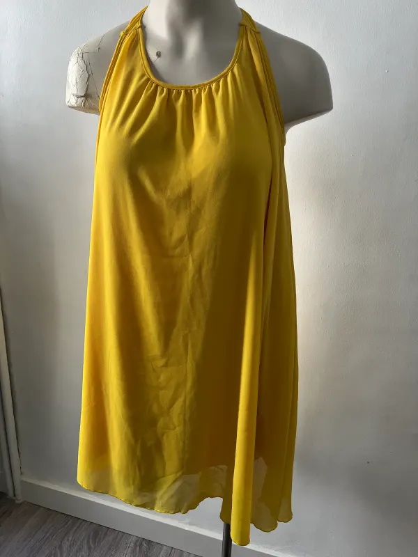 Vestido Amarillo Gasa Manolita Faldotas (Nuevo con Etiquetas) - Talla 40
