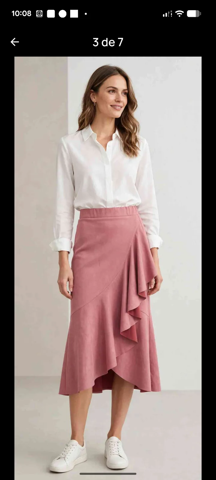falda palo de rosa con holanes