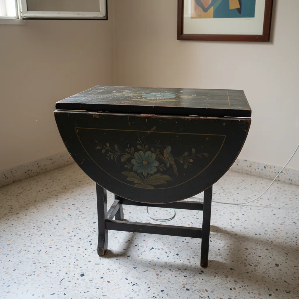 Mesa velador pintada a mano