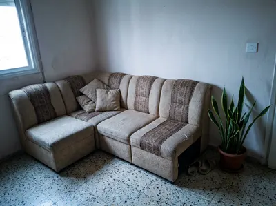 Sofá modular beige de tela