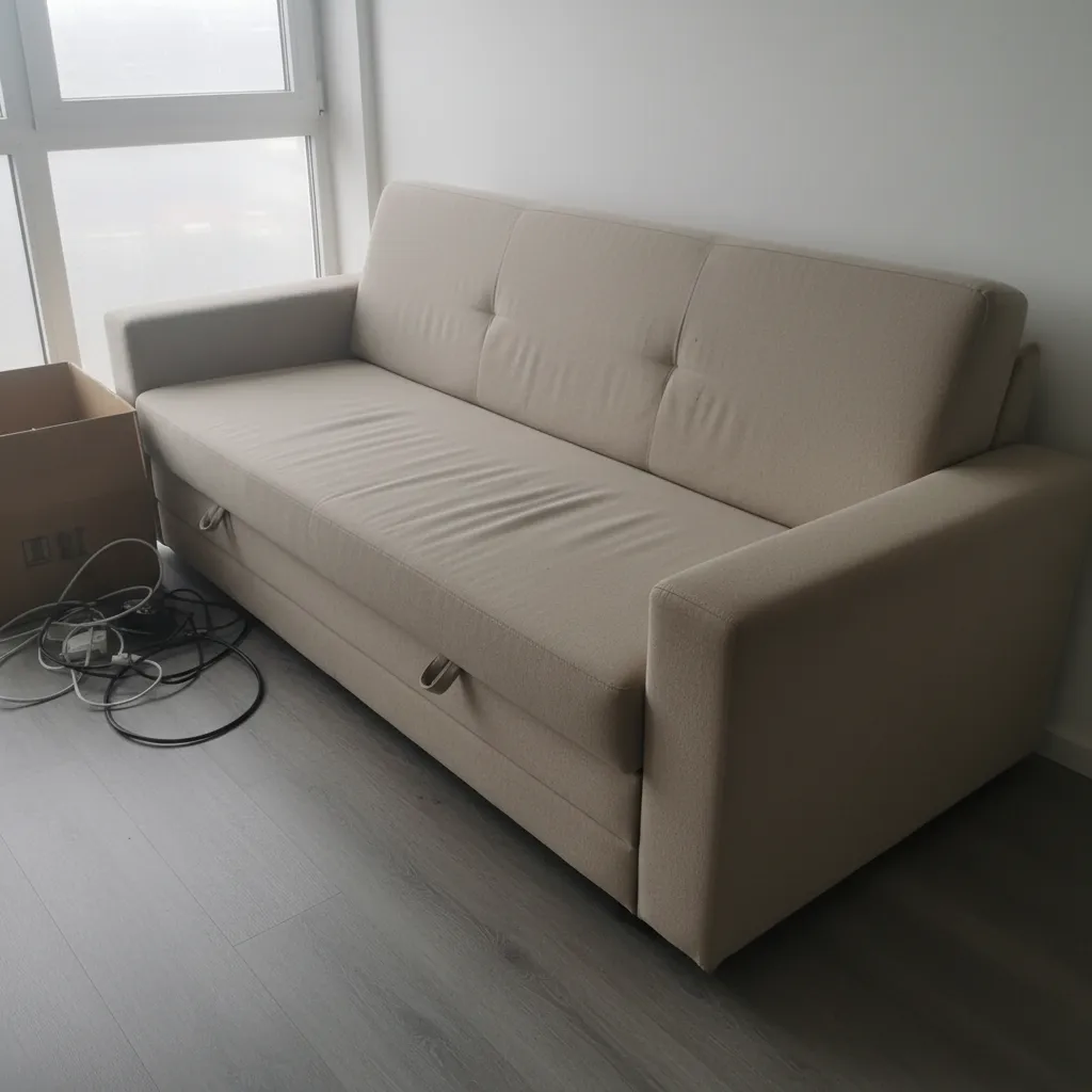 Sofá Cama Beige con Almacenaje