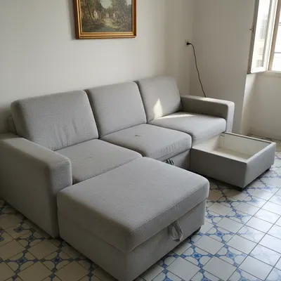 Sofá chaise longue + cama + arcón