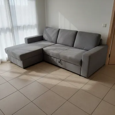 Sofá cama modular gris de tela