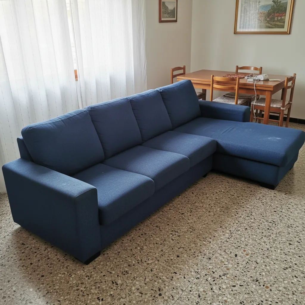 Sofá Chaiselounge Azul Marino 4 Plazas