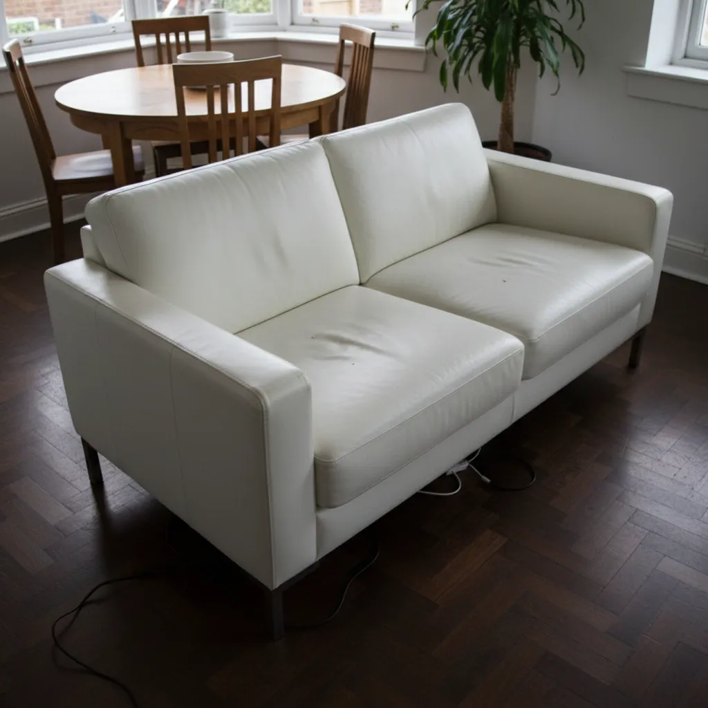 Sofá Chaise Longue Blanco Piel Sintética