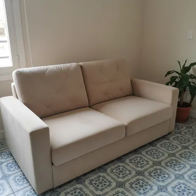Sofá cama beige de 2 plazas terciopelo