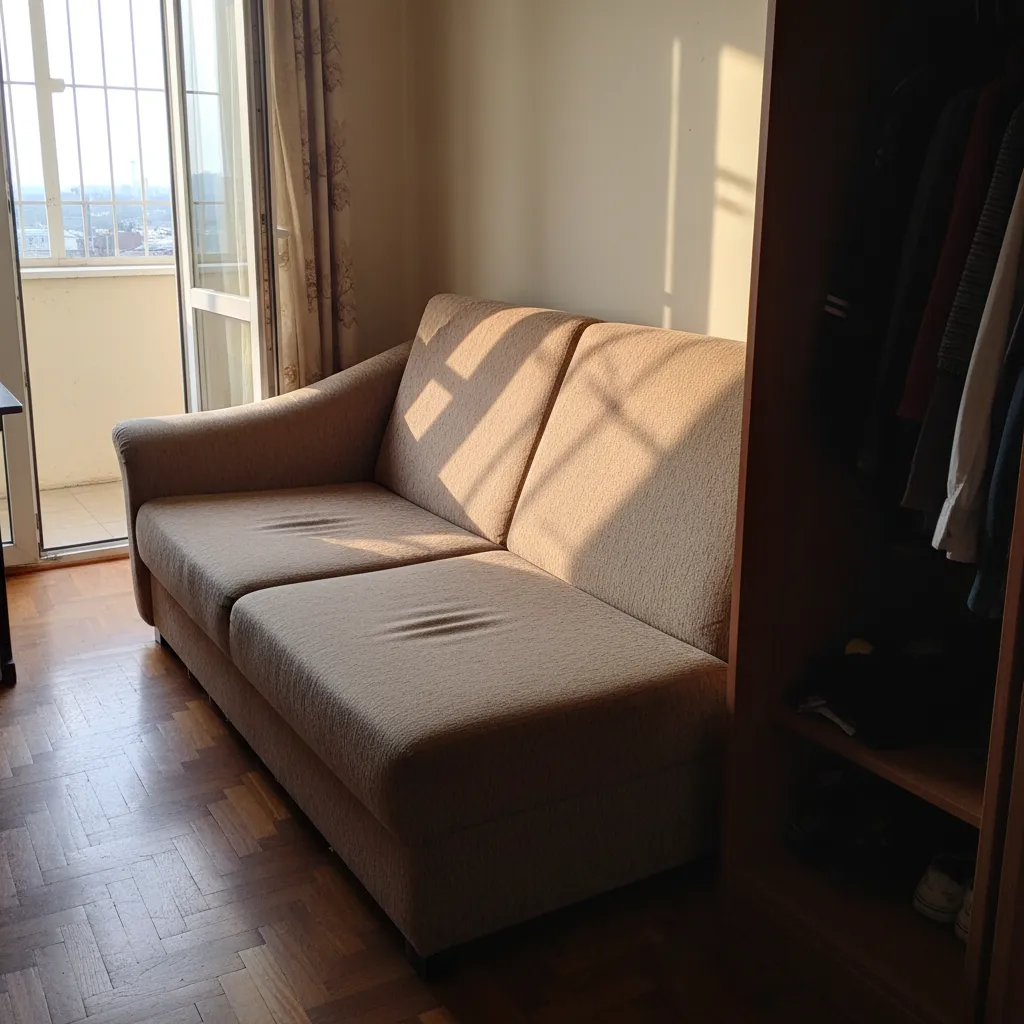 Sofá chaise longue tela beige y marrón