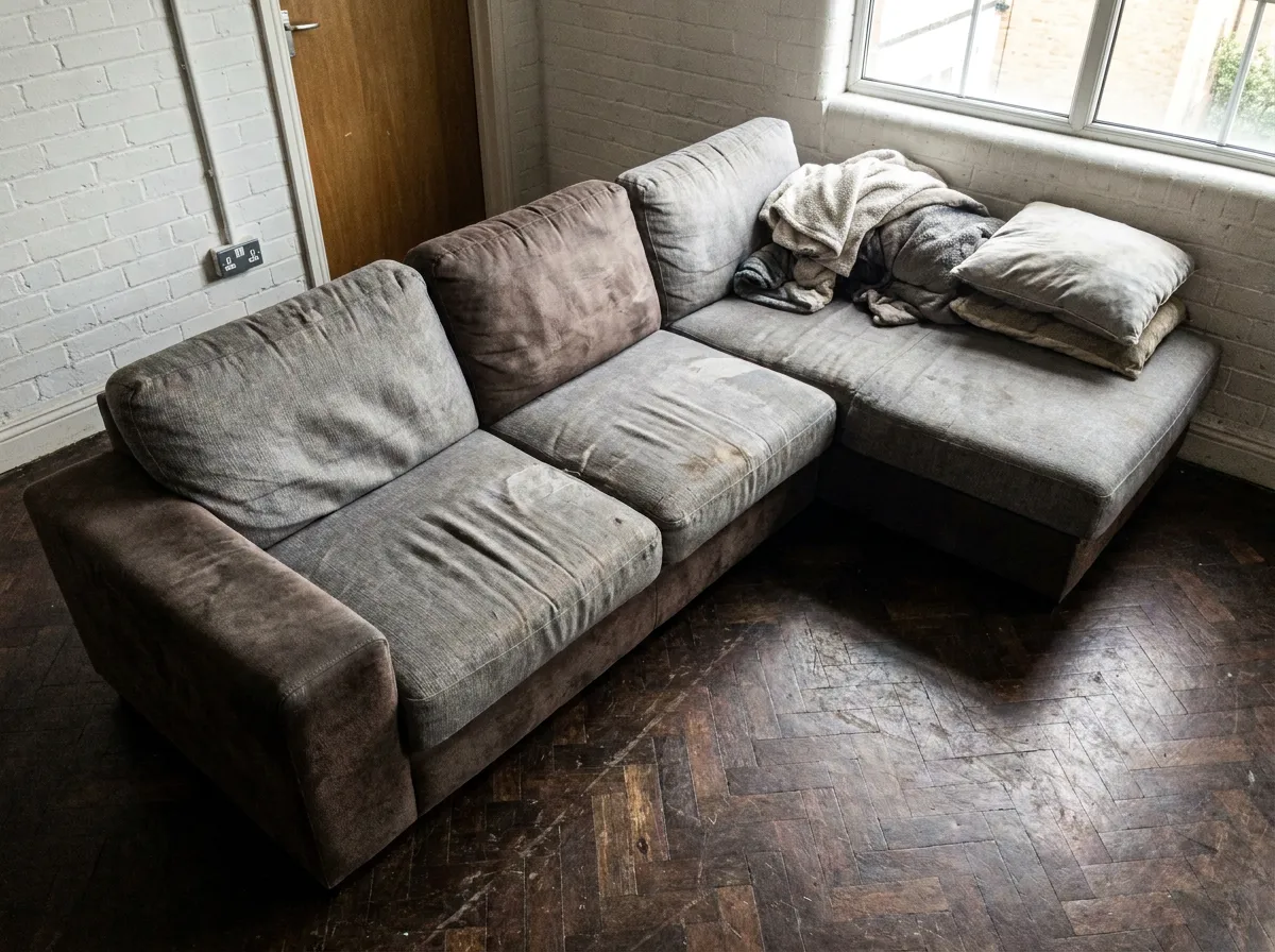 Sofá modular gris y marrón