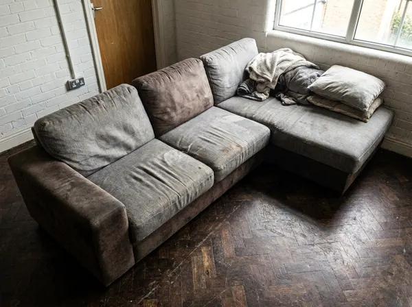Sofá modular gris y marrón