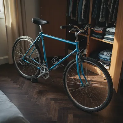 Bicicleta MTB azul antigua