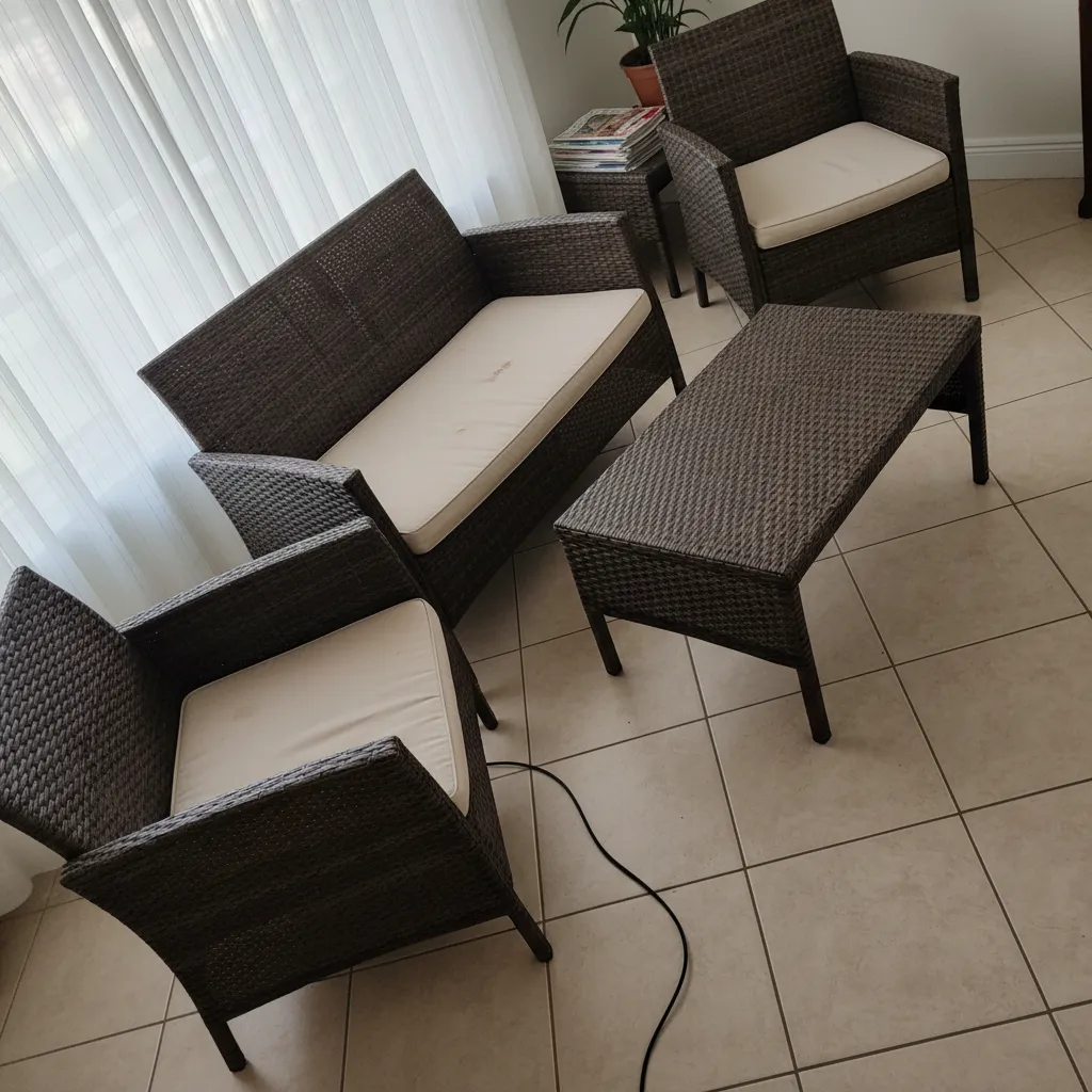 Conjunto Rattan 2 Sillones, Sofá y Mesa