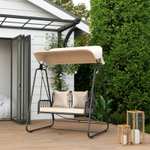 Balancín de Jardín Exterior con Toldo Retráctil Cojines y Estructura de Acero. Ratán PE Anti-UV Balcón Terraza Patio Carga 240 kg