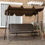 Columpio de Jardín Exterior de 3 Plazas, Exterior con Toldo Ajustable Asiento de Ratán PE y Reposabrazos , Balcón Terraza Patio Carga 240 kg