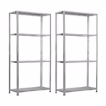 Pack 2 Estanterías Modulares Metálicas SteelSmart con 4 Baldas 160kg 145x30x70cm 7house
