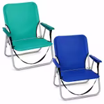 Pack de 2 Sillas de Playa Plegables|Ligeras y Portátiles con Asa de Transporte|Estructura Metálica Resistente|1 Posición Fija|(Azul y Verde)