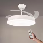 Ventilador de techo LED M mimotec Olga blanco de 66 W con luz CCT regulable y control de intensidad, motor de CC de 30 W + luz LED de 36 w
