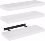 Estanterías flotantes AMADA HOMEFURNISHING AMFS08 – Juego de 3 baldas de pared blancas con soportes invisibles